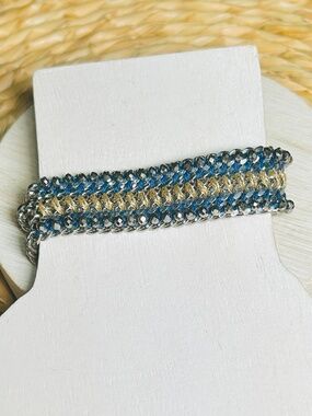 Love this Stella & Dot Tessa Bracelet!  Silver with navy and gold threading.